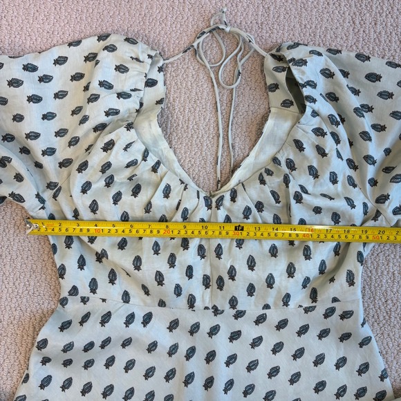 Banana Republic Viscose-Linen Ruched Midi Dress, Green Botanical Print 14 NWT - Picture 3 of 16